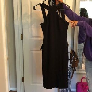 Black bebe bodycon halter dress